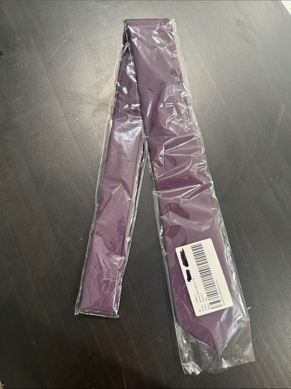 Azazie Stretch Satin Skinny Plum-74 Purple Tie